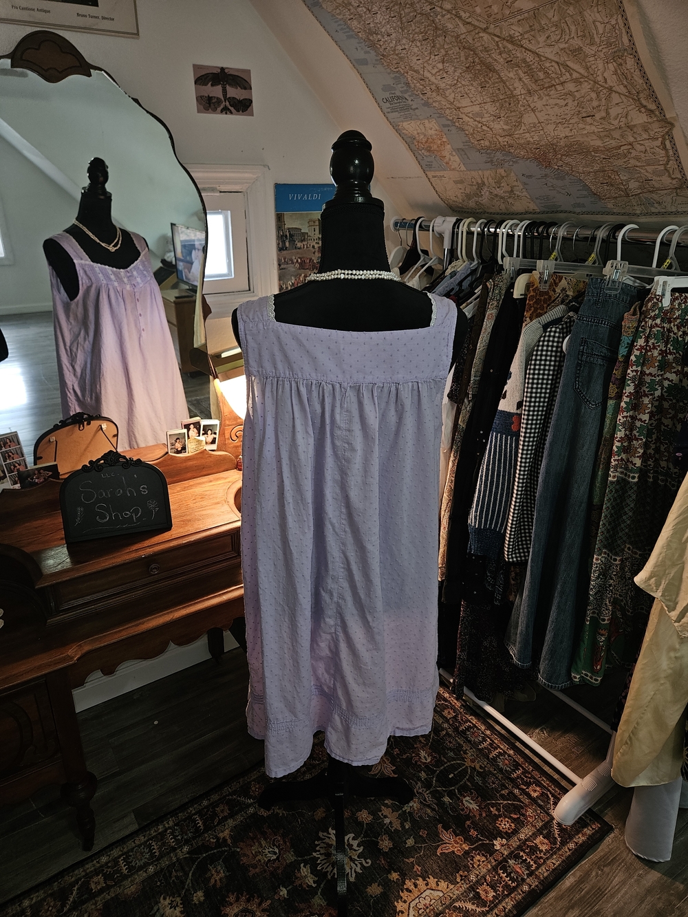Lavender Nightgown - 100% Cotton - Picture 2 of 3